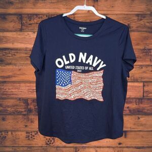 5 for $25🔥Old Navy Everywear Navy Short Sleeve American Flag T-Shirt XL
